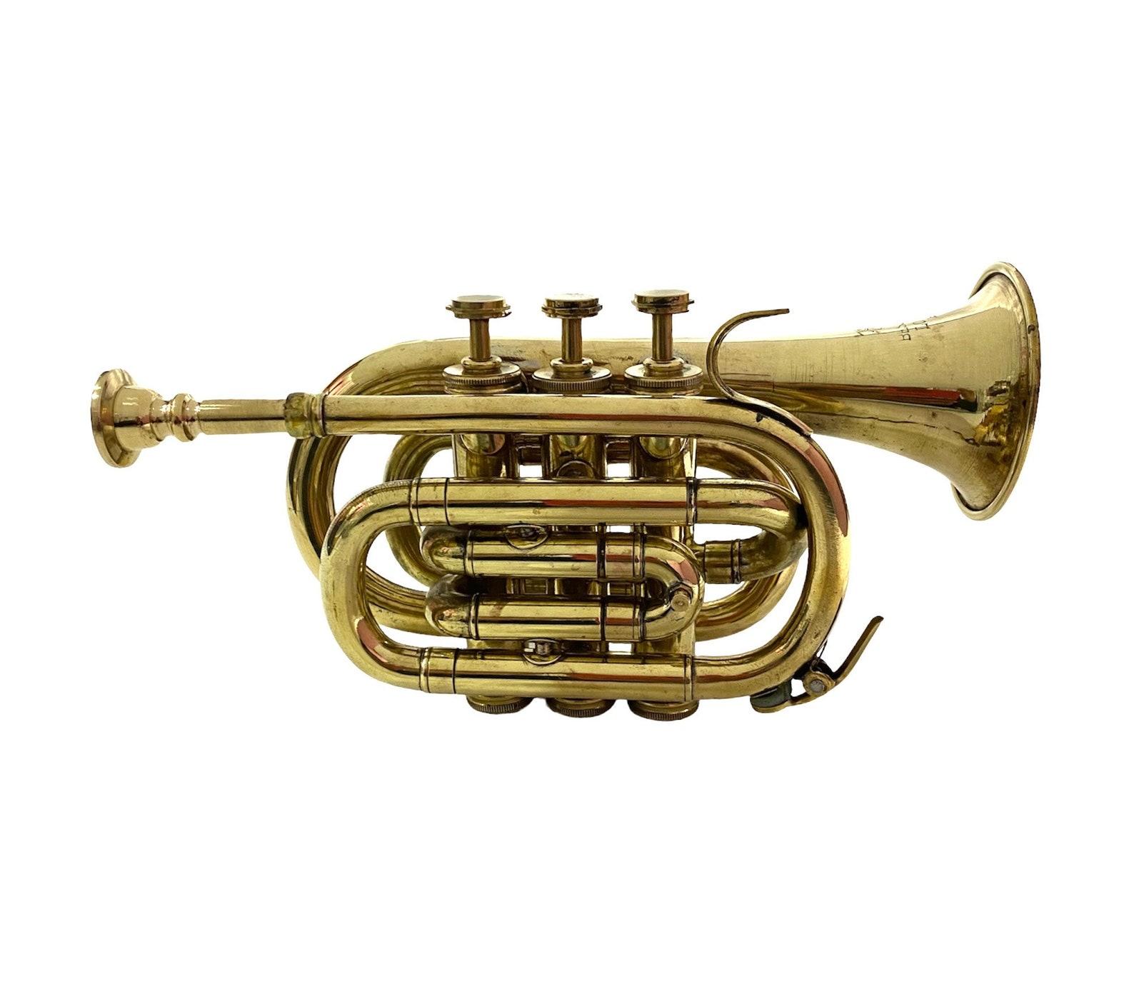 Mini Brass Pocket Trumpet Musical Instrument | Compact Horn for Musicians | Vintage Brass Gift Decor