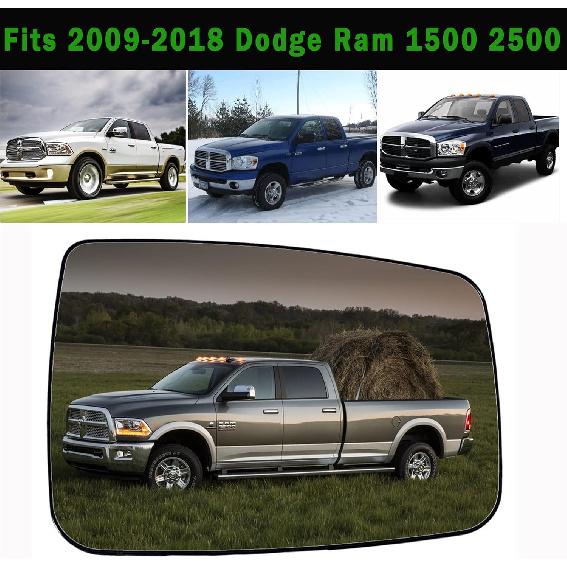 Ram Passenger Right Side Heated Mirror Glass Compatible With 2009-2018 Dodge Ram 1500 2500 Right Power Heated Convex Mirror Glass 68050298AA,