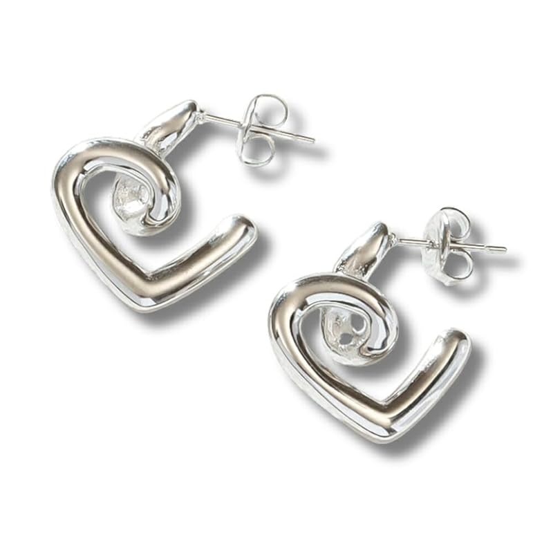 

[mico.lor] stainless earrings (246) heart set of 2 ladies woman surgical stainless steel 316L Compatible with metal allergies silver silver color
