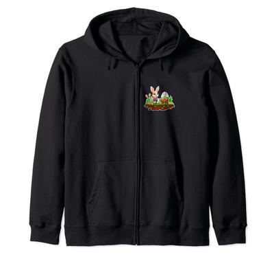 Baby and Easter Bunny Playing On the Playground with Toys Zip Hoodie