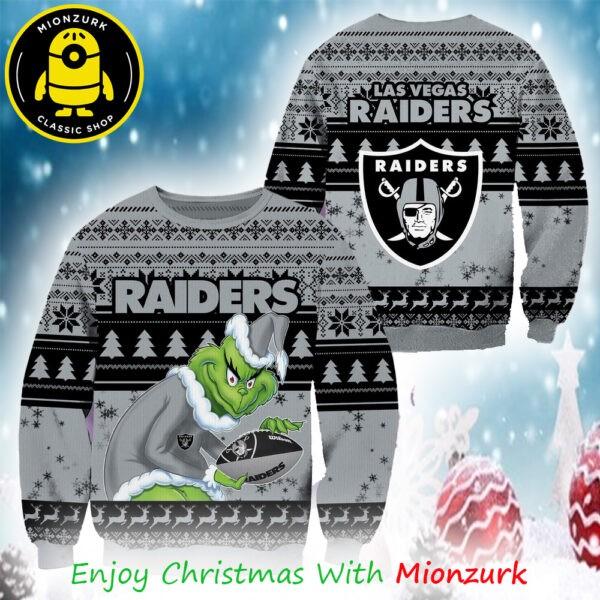 Grinch Las Vegas Raiders Football NFL Xmas 2025 Ugly Sweater Unisex T-Shirt S