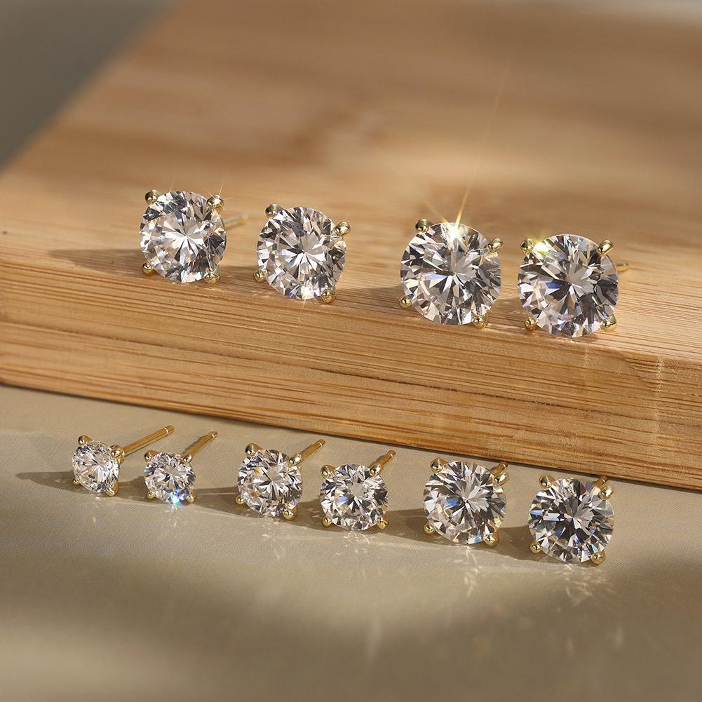 RINNTIN SMOE04 Factory  925 Sterling Silver Round Cut 4 Claw VVS Moissanite Earrings for Men and Women