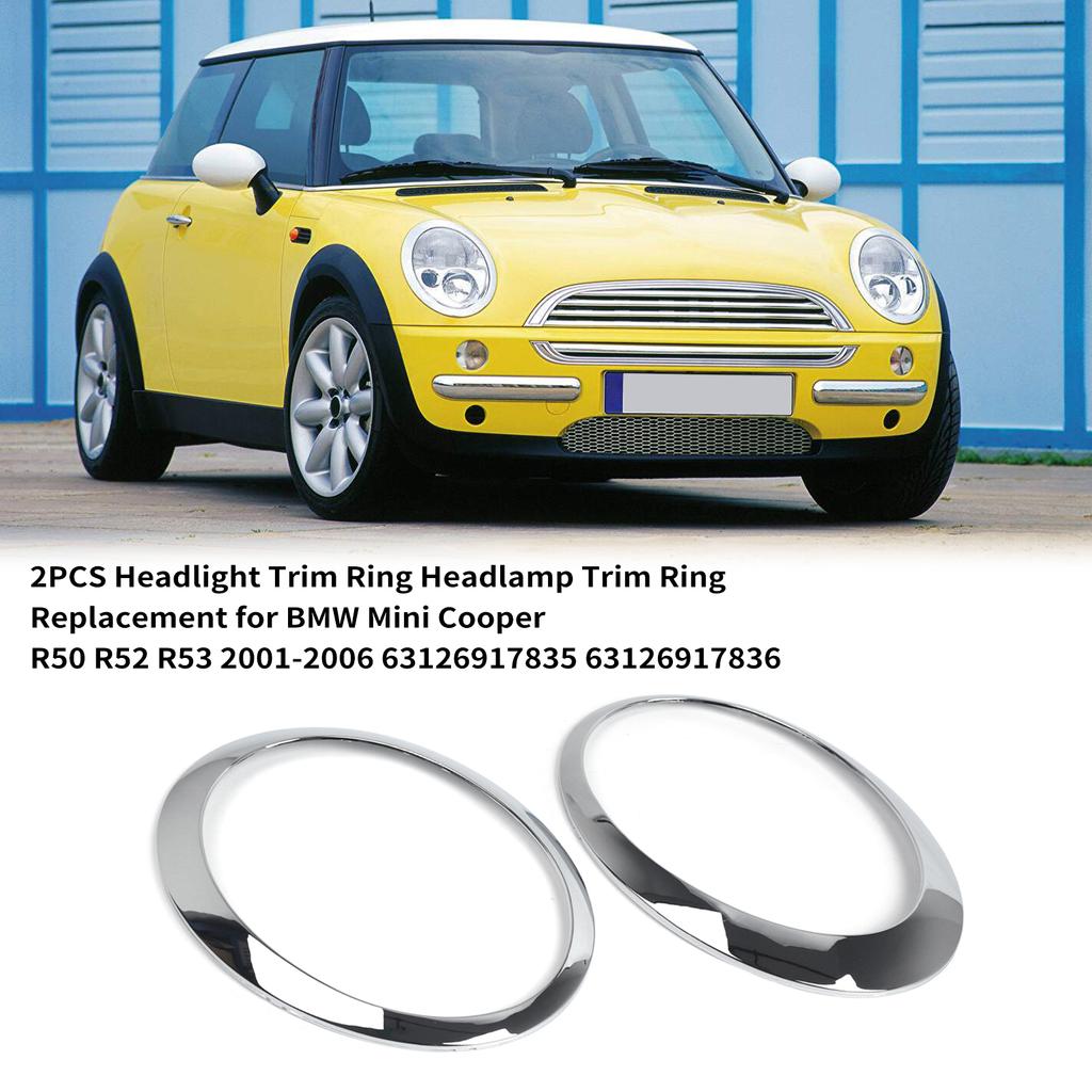2PCS Headlight Trim Ring Headlamp Trim Ring Replacement for BMW Mini Cooper R50 R52 R53 20012006