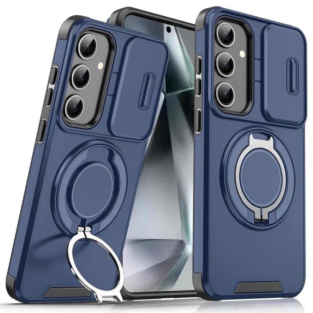 Magnetic Holder Phone Case for Samsung A17 A07 A16 A06 A55 A35 A25 A15 A54 A14 A23 A13 5G 4G A03S Slide Camera Protection Cover