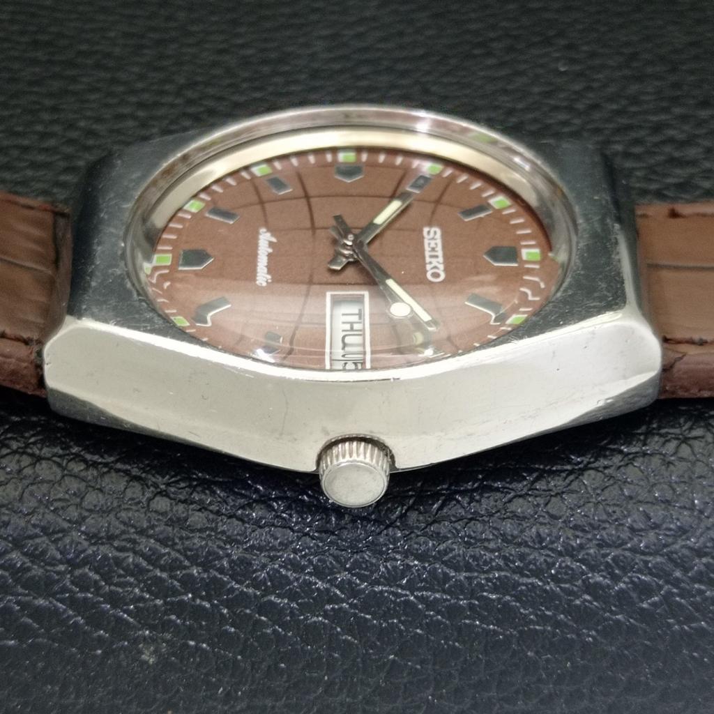 AUTOMATIC VINTAGE SEIKO 6309A JAPAN MENS BROWN COLOR DIAL WATCH a500840-5 R154-a500840
