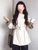 White Stand-Collar Short Trench Coat for Women - 2025 Spring Petite Korean Style Casual