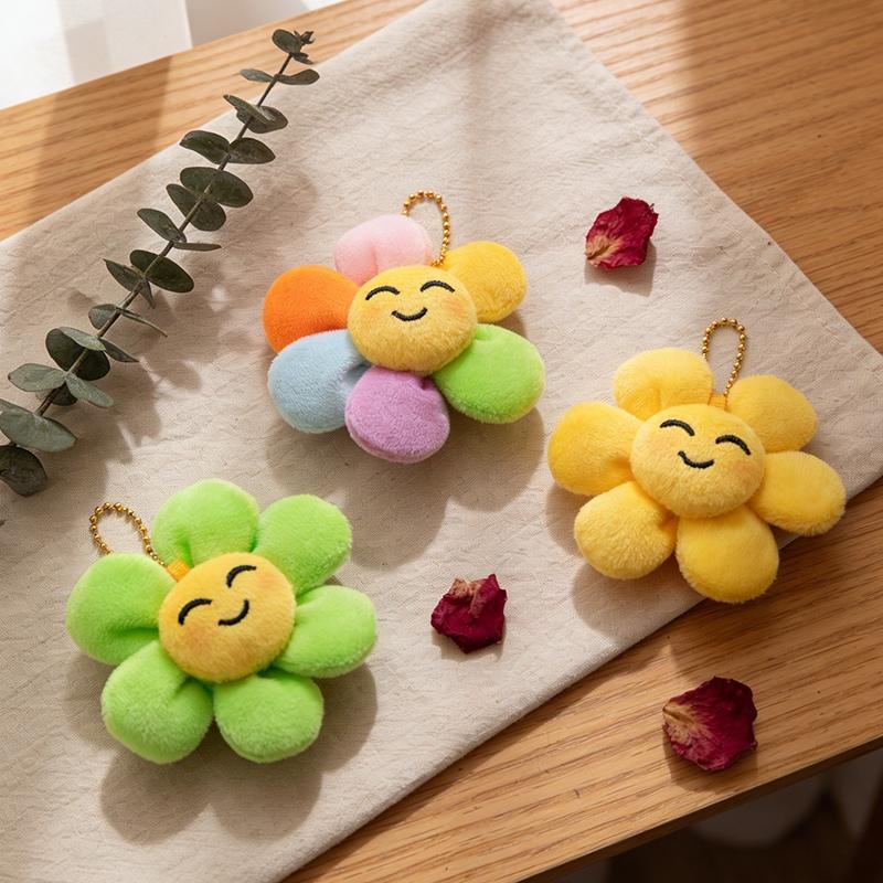 Sunflower Plush Toys 8Cm Sunflower Stuffed Keychain Hairpin Corsage Adorably Girls Accessories Backpack Pendant Birthday Gifts