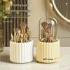 Rotating Makeup Brush and Lipstick Organizer – Dustproof Cosmetic Storage with Partitioned Design