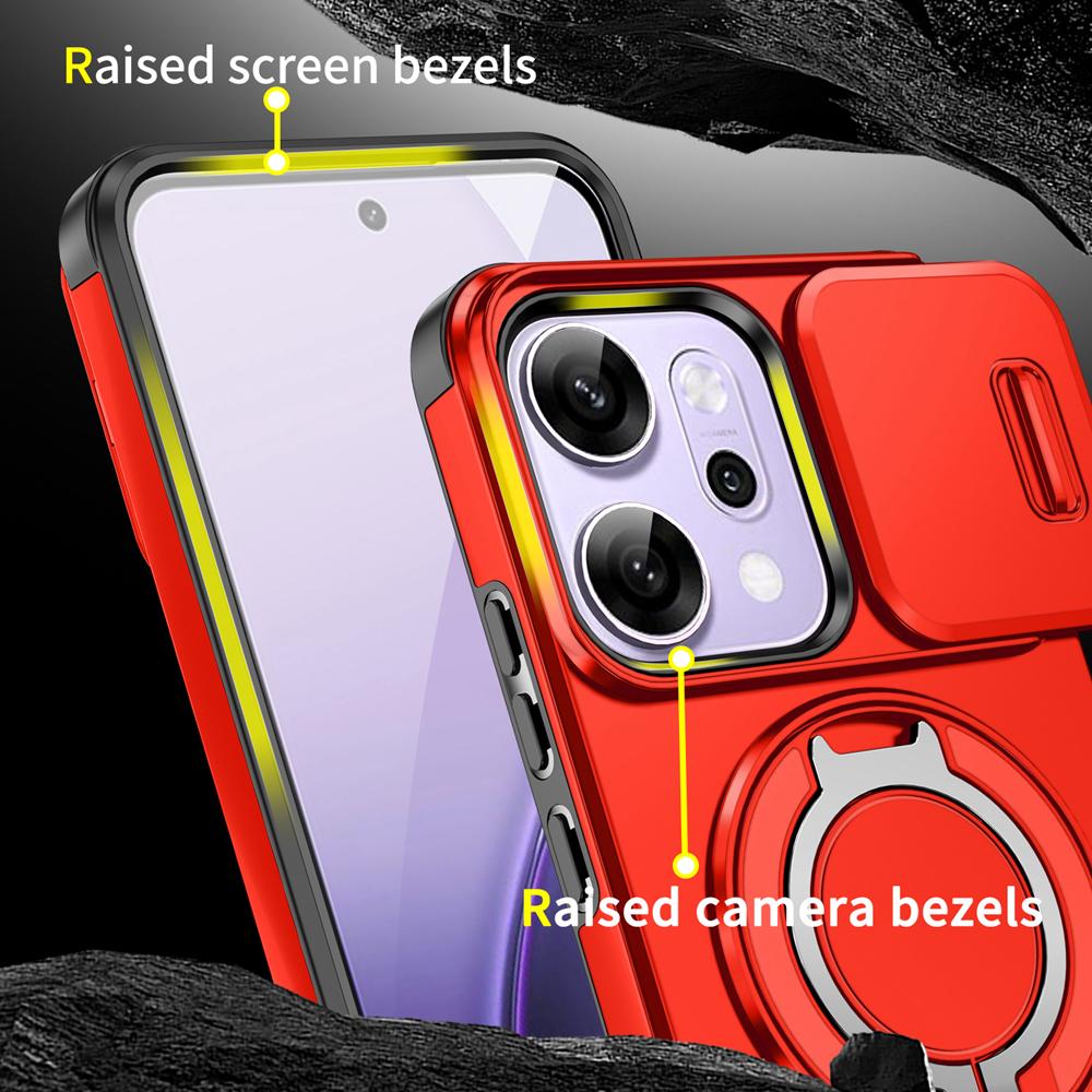 KEYSION 360° Ring Stand Phone Case for OPPO Reno14 Pro 5G Slide Camera Protection Magnetic Shockproof Cover for OPPO Reno14 F 5G