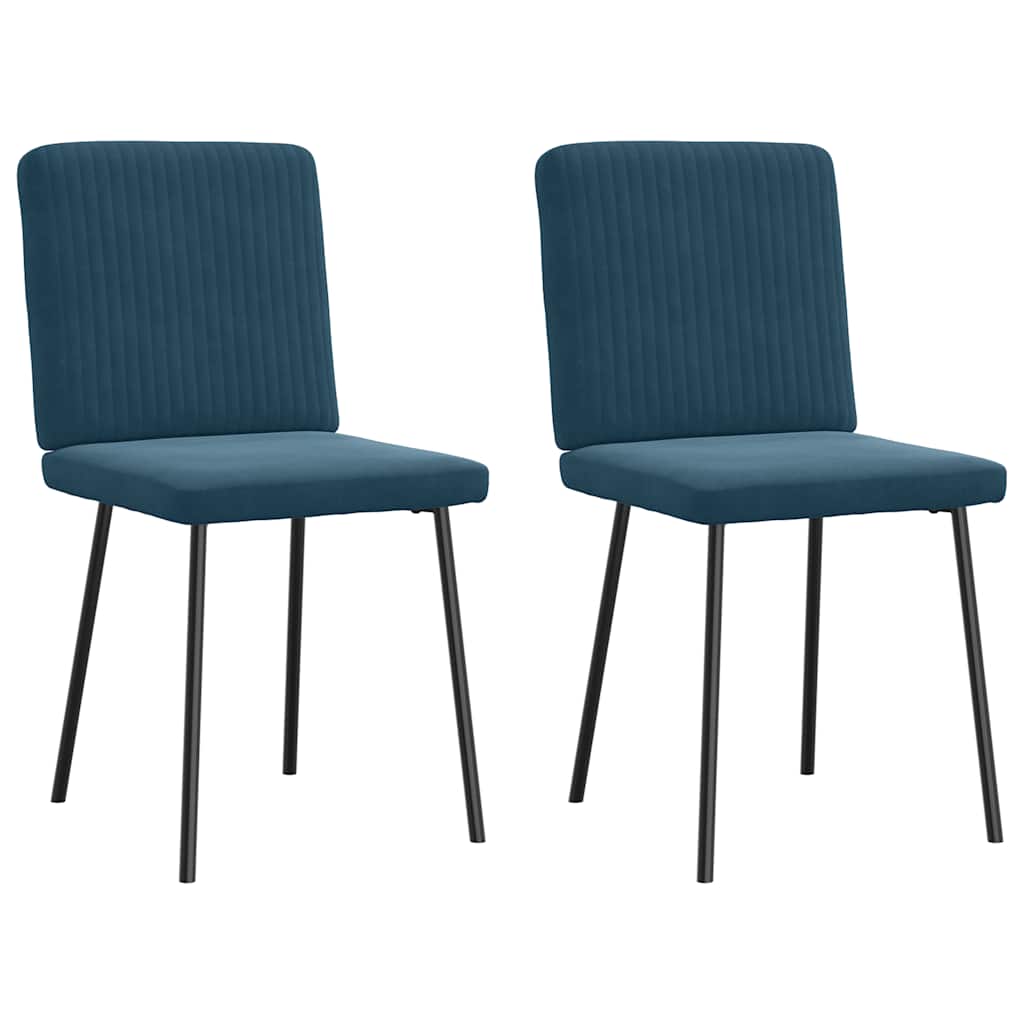Dining Chairs 2 Pcs Blue Velvet