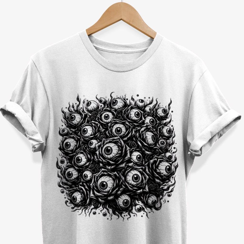 Creepy Eyes Roses T-Shirt: Floral Goth Graphic Tee