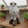 Resin Owl on Stump Statue Hand-Painted Realistic Figurine for Bird Watchers