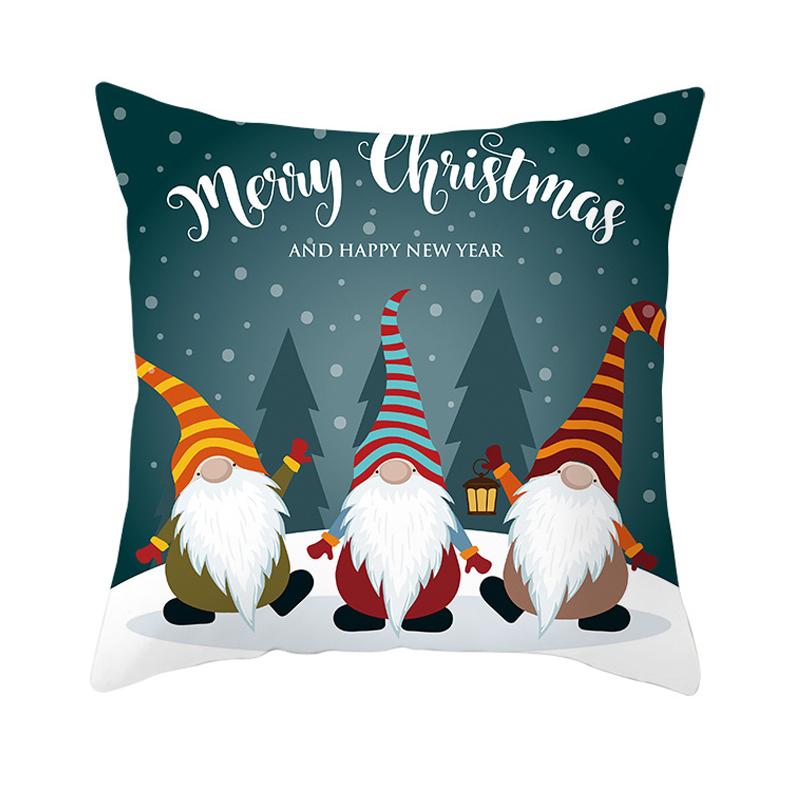 Christmas Decoration Dwarf Print Pattern Cushion Cover Home Living Room Sofa Decoration Throw Pillow Cover