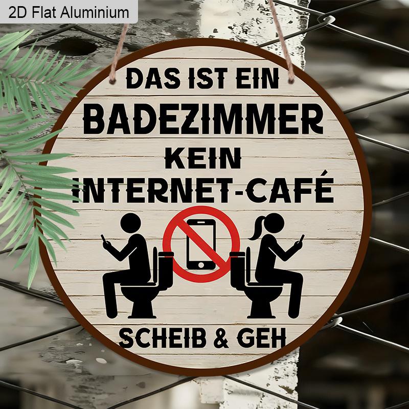 2D Flat 1pc, German Vintage Bathroom Metal Wall Art Sign, Bathroom Sign, Round Aluminum Sign, Hanging Plaque & Wall Art, Suitable for Home, Bar, Man