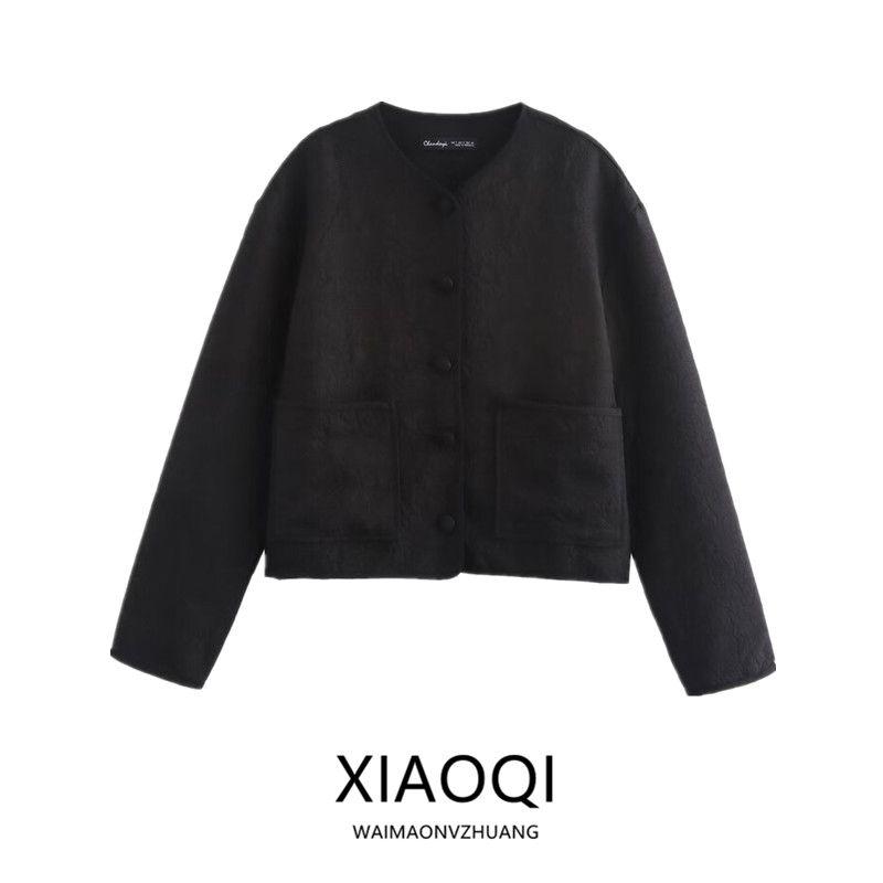 Fashion Style 2024 Autumn New Women's Brocade round Neck Long Sleeves Casual Short Suit Outwear 1165233