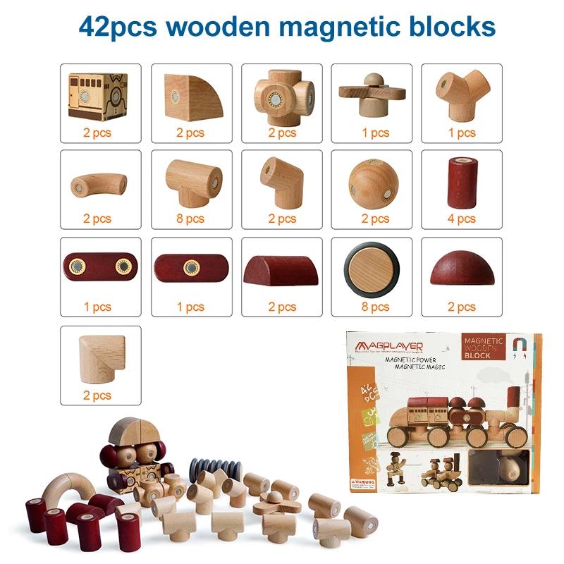 Children Wooden Toys Magnets Montessori Education Constructor Games Magnetic Puzzle Building Blocks For Kids Baby Christmas Gift
