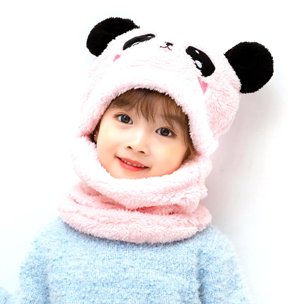 Children's  Hat Coral Fleece Cute Ear Cap With Scarf For  5-9 Years  Old Kids