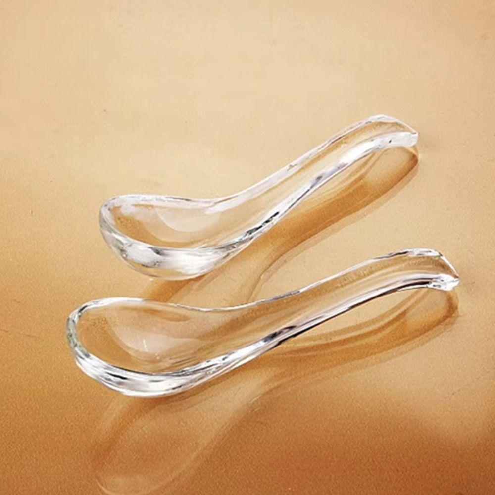 Transparent Crystal Glass Spoon Exquisite Dessert Teaspoons Easy To Clean Serving Spoons  Hotel
