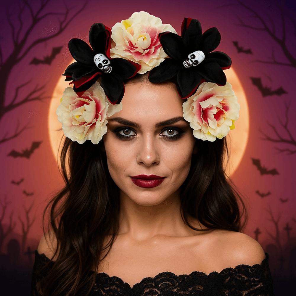 Halloween Decor Halloween Hair Hoop Simulation Flower Gothic Flower Hairband  Party