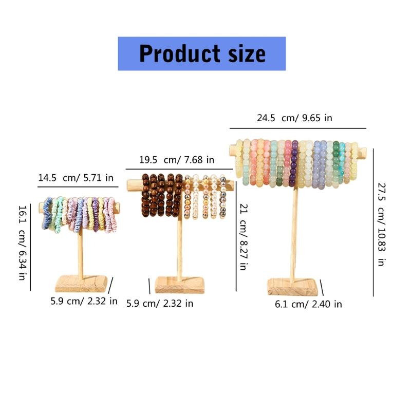 Set of 3 Elegant Wood Bangle Holder Multi Level Rack for Bracelet and Beads Showcase Easy Assembly Headband Organizers