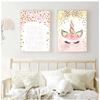 Decorative Picture Baby Girl Bedroom Decoration Pink Unicorn Nursery Quotes Art Wall Canvas Print Painting Nordic Style