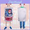 Roboter-Halloween-Cosplay-Kostüm, Unisex, Polyester, kreatives Design für Erwachsene und Kinder, Party