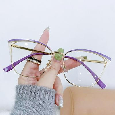 New Metal Anti-blue Light Women Girls  Eyeglasses Frame Brand Designer Oversized Optical Glasses Frames Clear Glasses