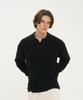 BLOND9 Shoulder Point Open Collar Rib Knit_Black