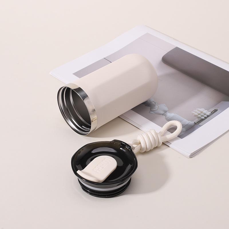 304 Stainless Steel Vacuum-Insulated Travel Coffee Cup with Lanyard for Hot and Cold Drinks