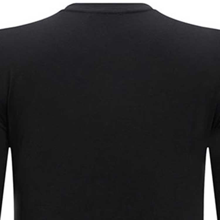 Emporio Armani FW23 Solid Logo Print Crew Neck Long Sleeve T-Shirt Men Tops Black 111023-3F517-0020