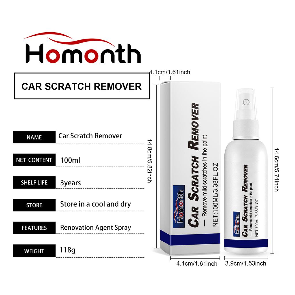 Car Scratch Remover Spray Instant Paint Repair Gloss Clear Coat Safe Removal for Swirl Marks Easy Spray Wipe Application 100ml