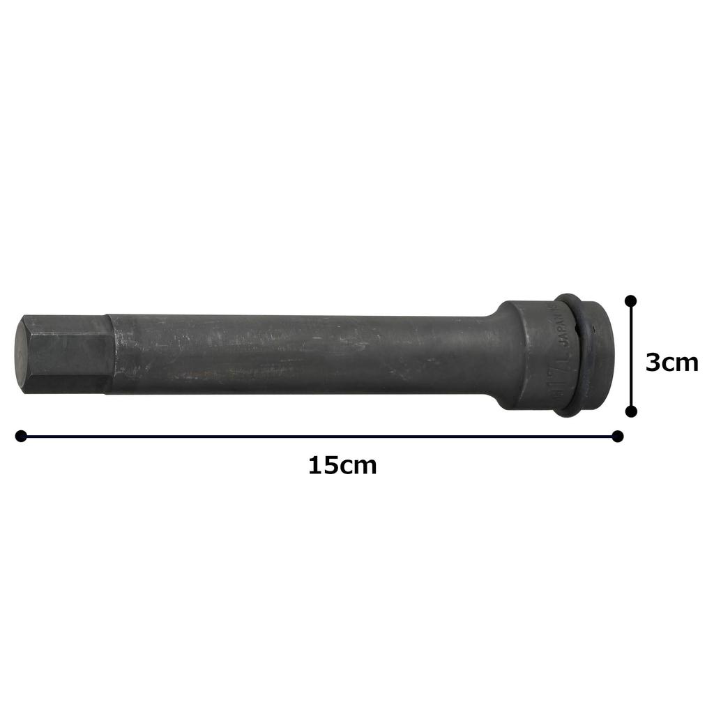 TONE Impact Long Hexagon 17mm Width Socket, 4AH-17L, 12.7mm (1/2") Drive,