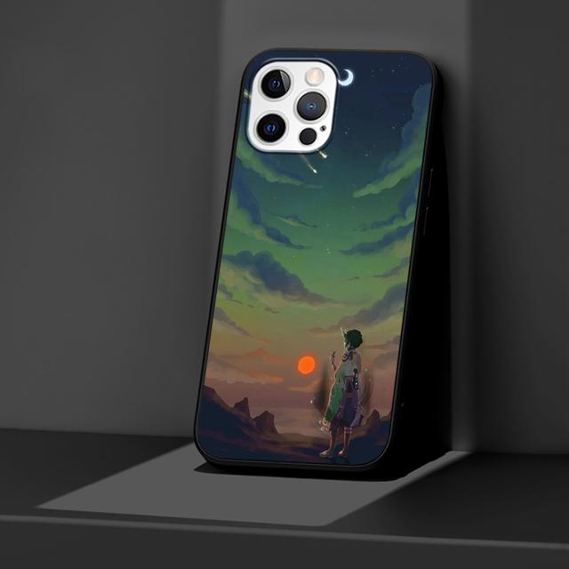 Genshin Impact Case For Apple Iphone 14 11 13 12 Pro Max Xr 7 8 +Se 2020 Xs 6 6s Plus 5 5s Cartoon Black Silicone Phone Cover