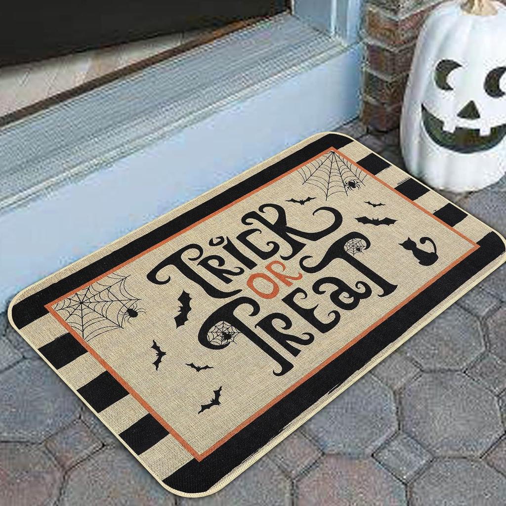 Halloween Door Mat Non-Slip Pumpkin Doormat for Outdoor Indoor Decor Durable Fall Seasonal Entrance Mat for Home Decor