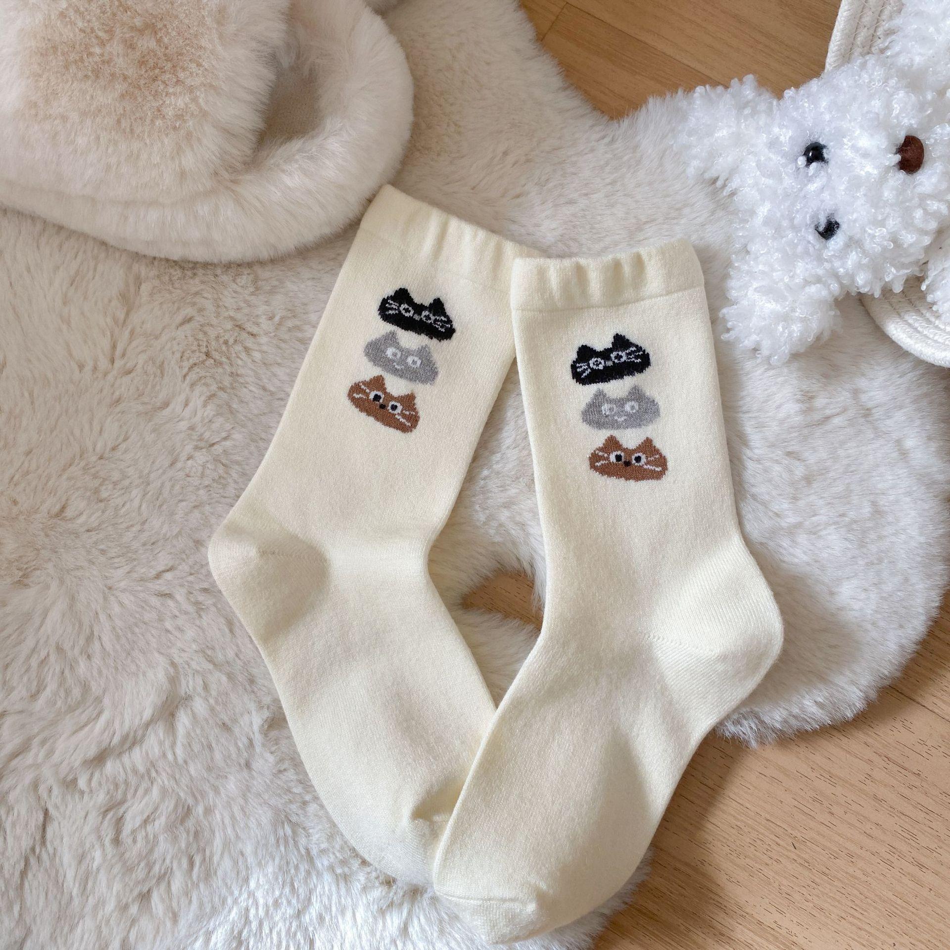 

Женские осенне-зимние утолщенные теплые милые мультяшные носки-гольфы из шерсти с рисунком собаки 1 pair