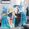 1PC Summer time Rendering Print Flannel Blanket, High quality All Seasons, Home Decor, Warmth and Comfort, Perfect for Christmas Gifts