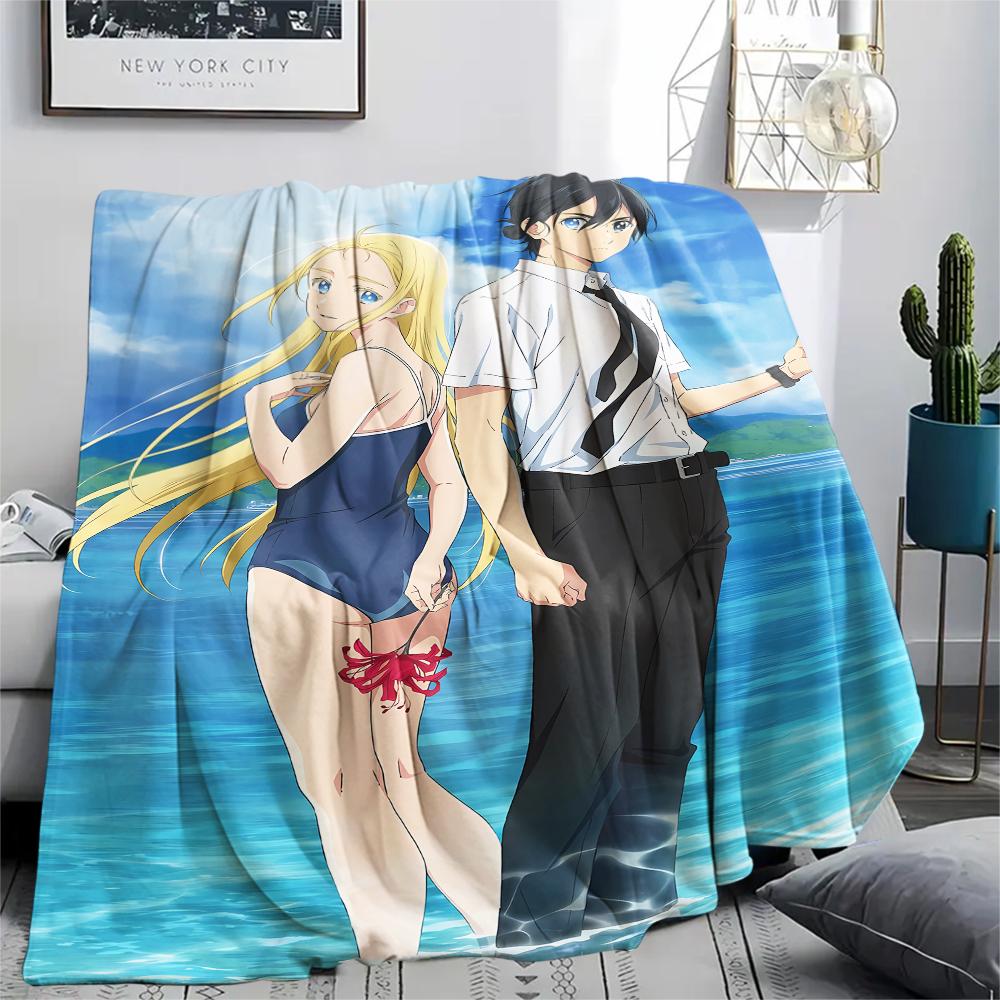1PC Summer time Rendering Print Flannel Blanket, High quality All Seasons, Home Decor, Warmth and Comfort, Perfect for Christmas Gifts