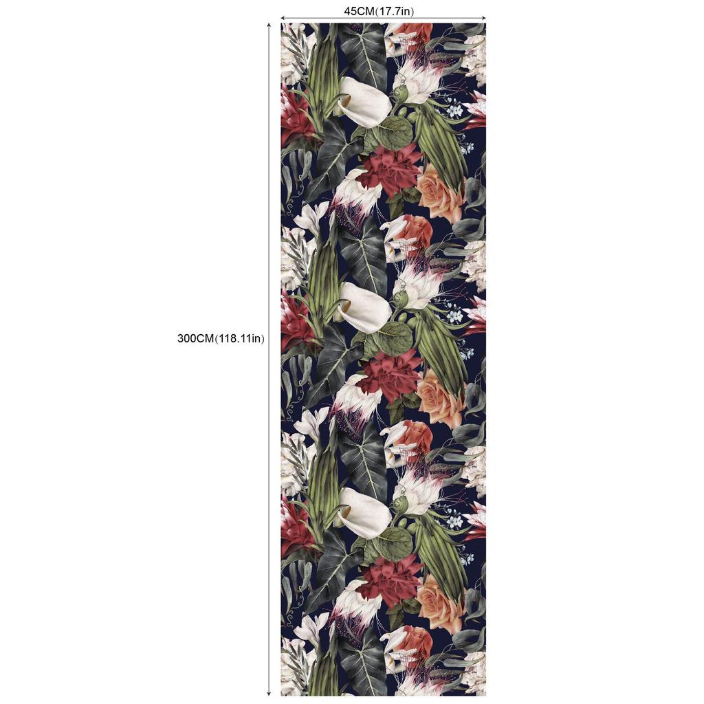 Removable Seamless Self-Adhesive Wallpaper for Living Room Background (Green Plants and Flowers)