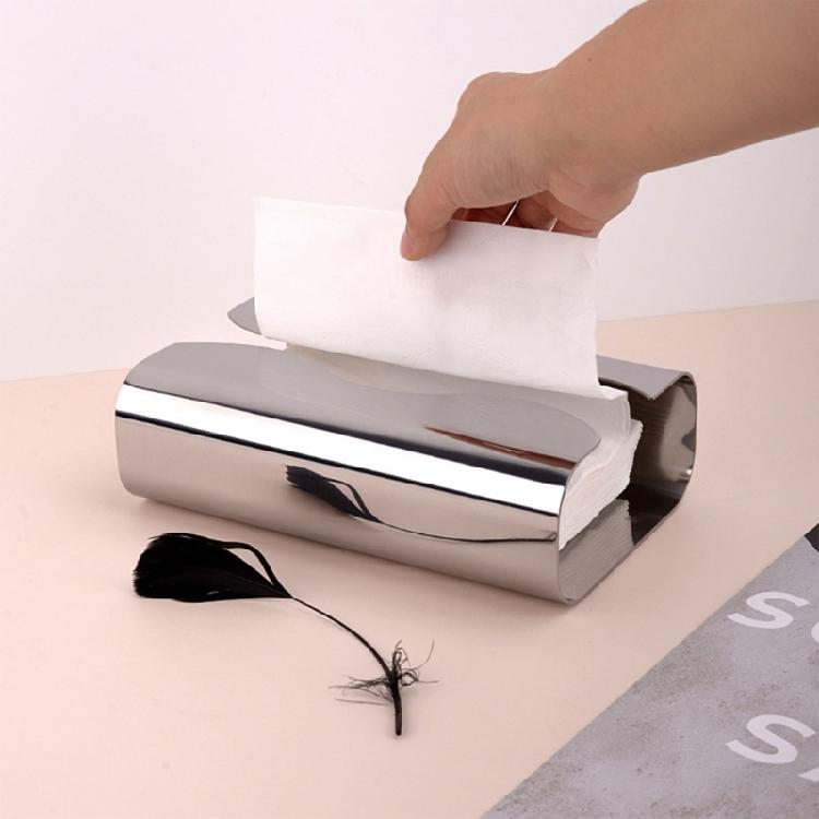 Elegant Curved Stainless Steel Tissue Box Simple Nordic Style Durable Surfaces Easy Refill Paper Holders Home Decors