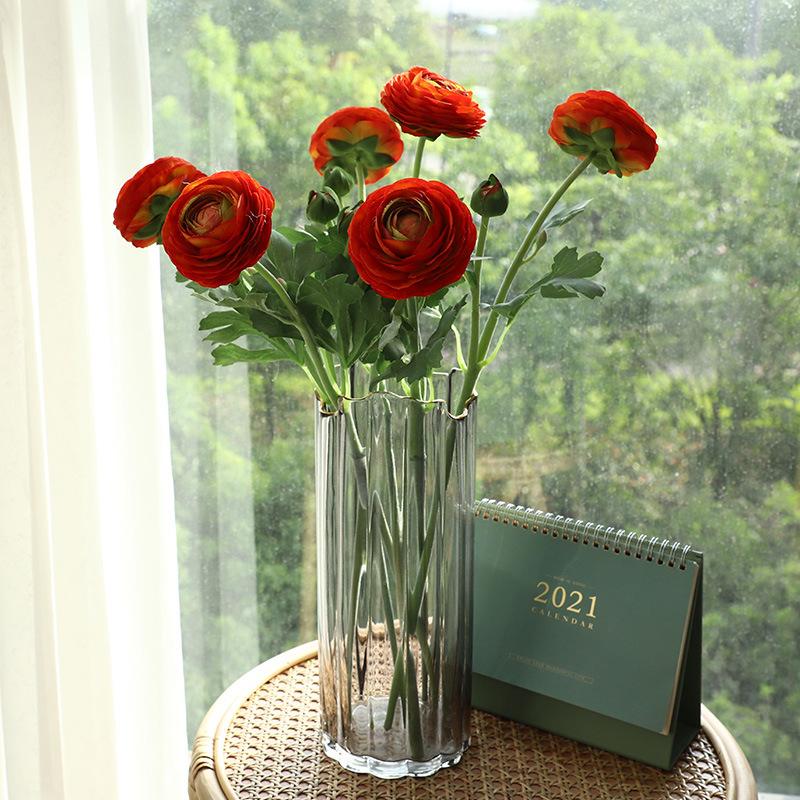 Lotus Peony Silk Flower Arrangement - 2-Head Artificial Ranunculus for Wedding Decoration