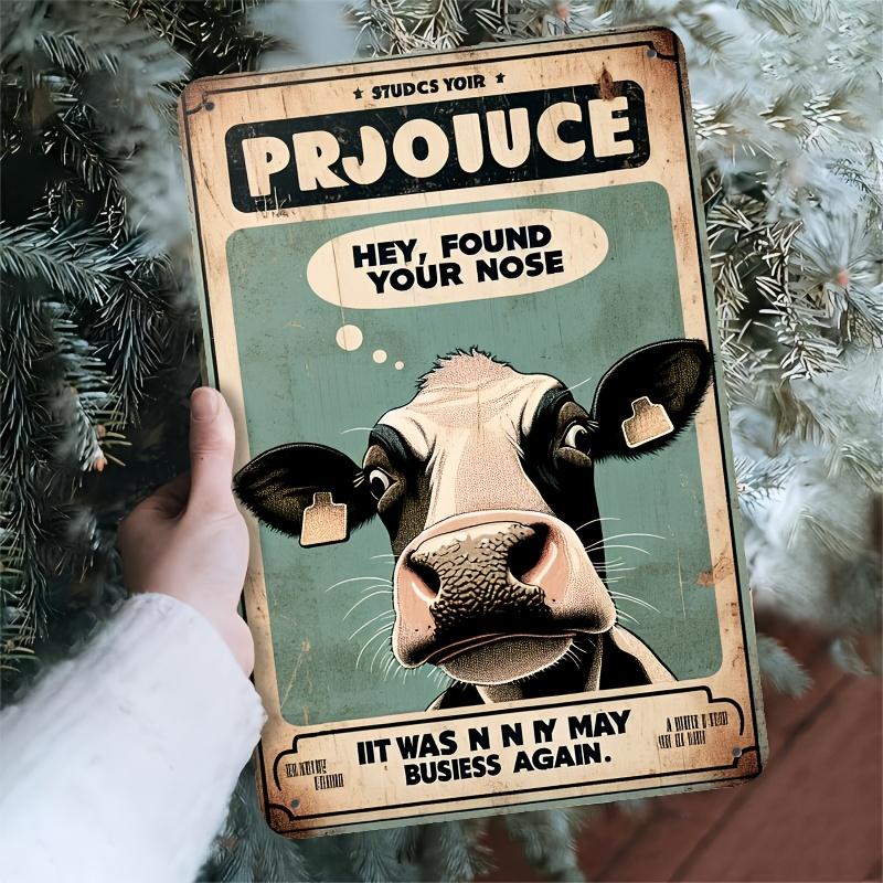 Room Decor Retro Metal Sign Hey Found Your Nose Humorous Wall Art Iron Construction Durable Easy to Hang with Gif 20x30cm(7.8x11.8inch)
