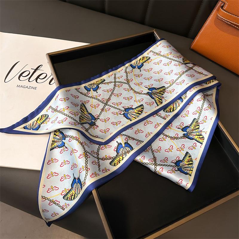 Schmetterling Simulationsseide Doppellagiger Schal Dekorativer Seidenschal Pendeln Frühling Und Sommer Diagonalschal Vielseitiger Dünner Schmaler Streamer Frauen