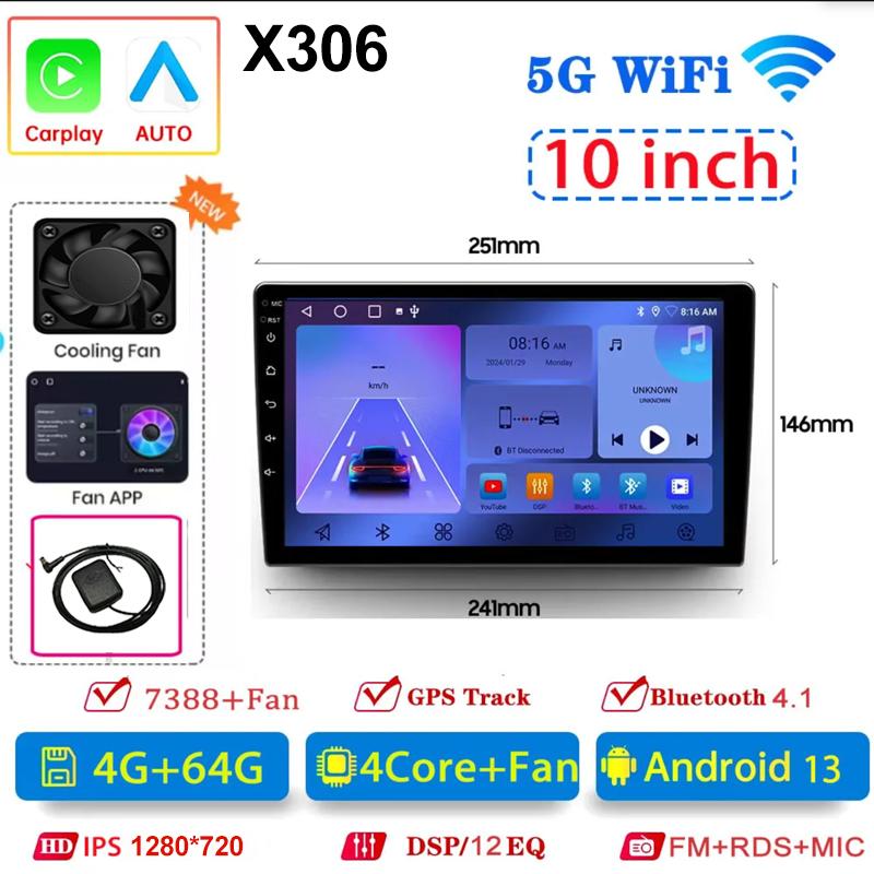 Android 13 Universal 7"/9"/10" 2Din Car Radio Automotive Multimedia Player Wireless Android Auto Carplay Car Stereo Receiver BT