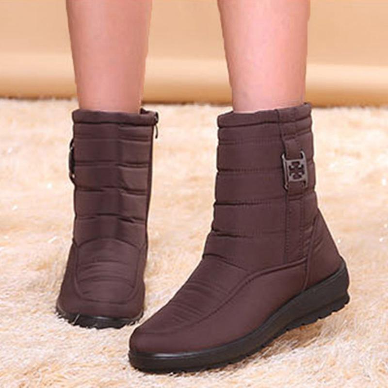 Fashion Women Boots Snow Round Toe Shoes Woman Warm Women Shoes Zipper Ladies Shoes Plush Fashion Winter Woman Boots Botas Mujer