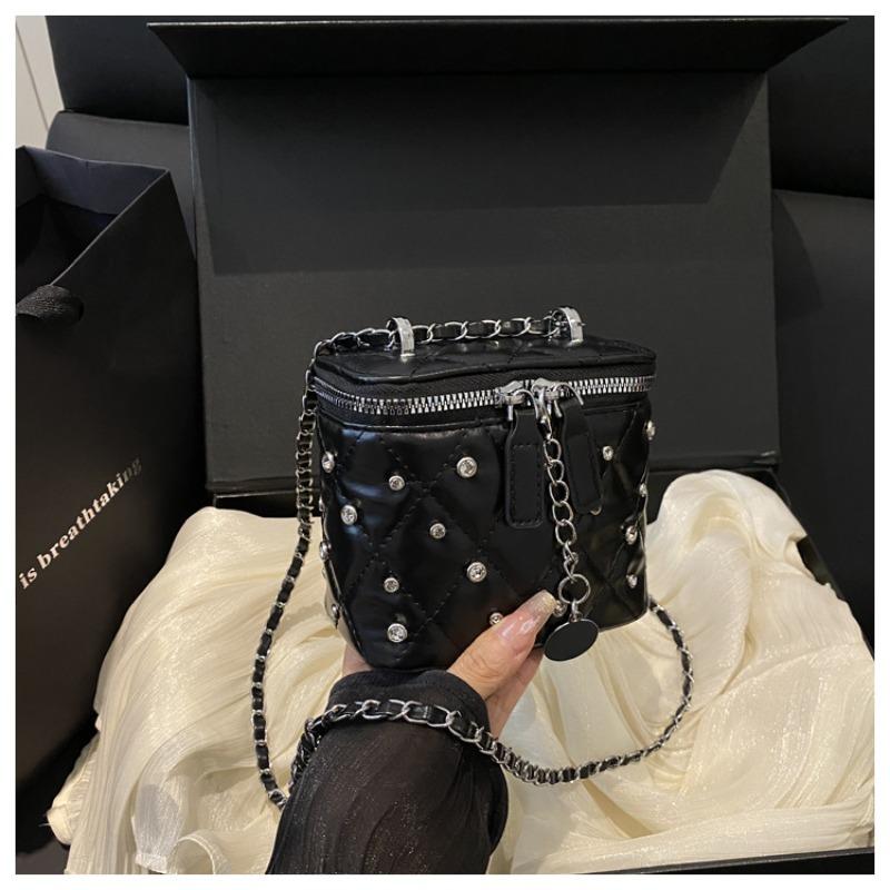 Bag Women's New Fashion Box Bag Rhombus Chain Bag One Shoulder Crossbody Small Square Bag