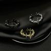 Black Three Piece Set Star Open Ring Women's Couple Ring