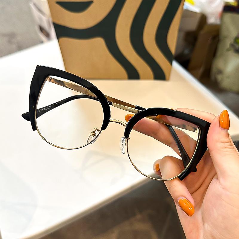 Cat Eye Women Eyeglasses Stylish Vintage Ultra Light Alloy Rim Spectacles Trendy Blue Light Blocking Computer Eyewear