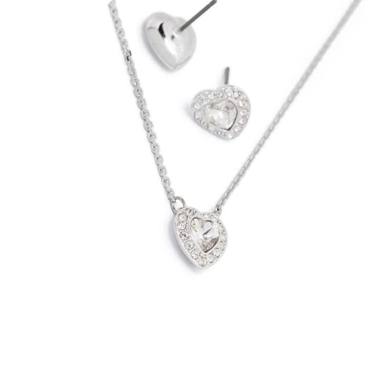 Swarovski Angelic Inlaid Design Rhodium Plated Necklace Women necklace Silver 5720849 Box (Random Color)