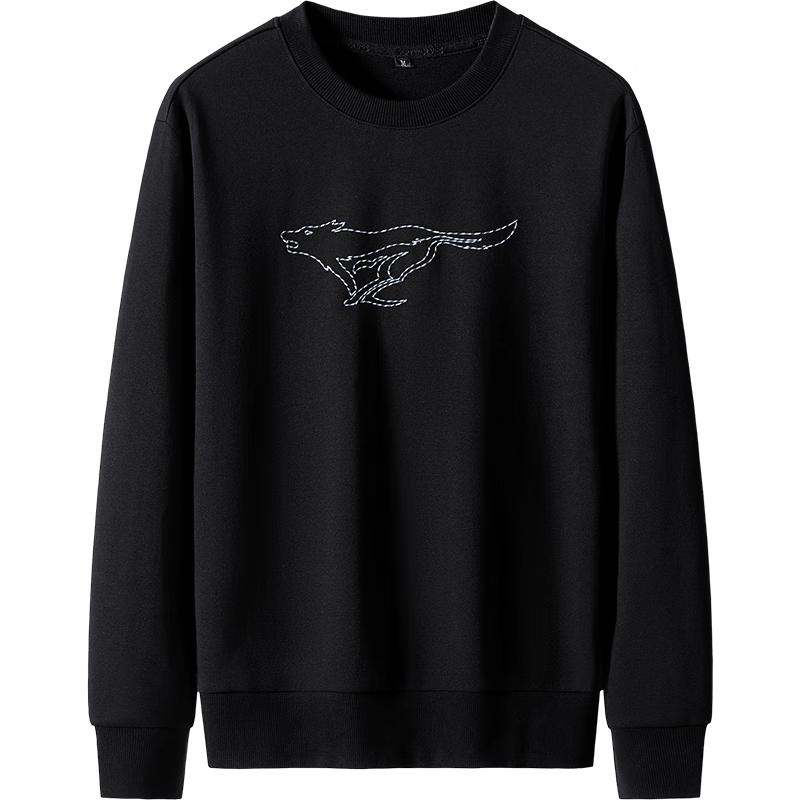 

Qipilang Men s Embroidered Wolf Pullover Sweatshirt XL