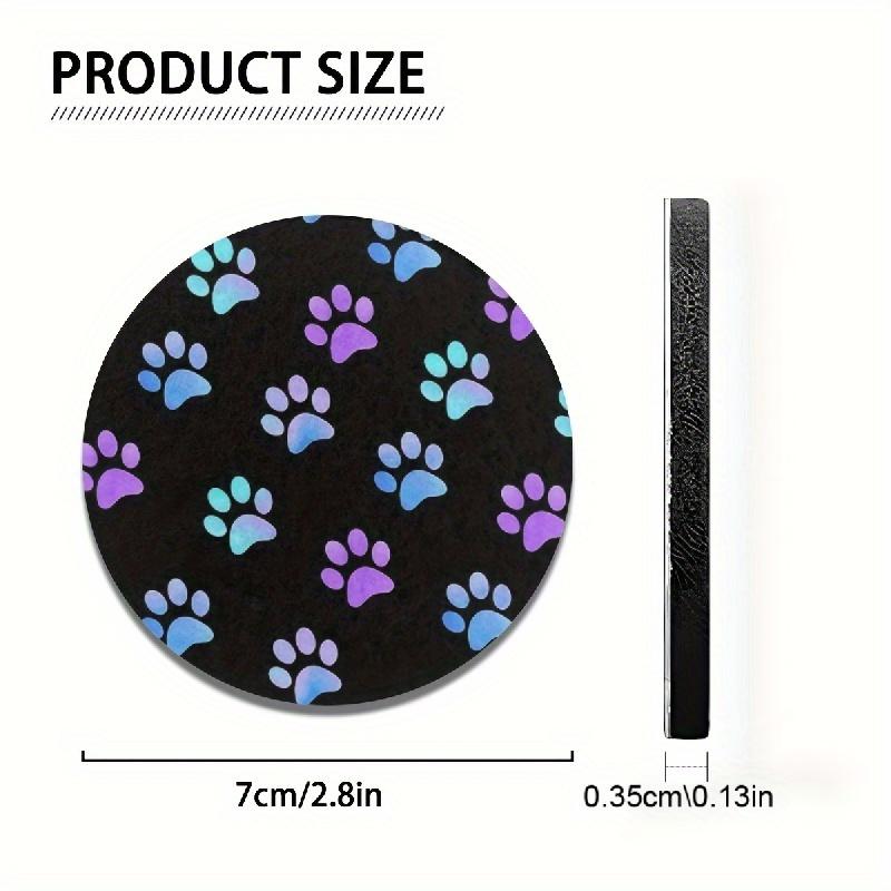 2pcs Blue Purple Multicolor Paw Absorbent Car Cup Holder Coasters, Car Interior Accessories For Women & Men, Cup Coasters For Car Vehicles & Home Desk
